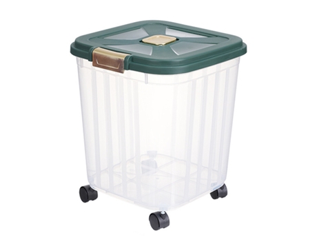 Contenedor de Comida para Perro Gato 36 x 38 x 38 cm Verde Contenedor pienso Perros con Ruedas SELEOK