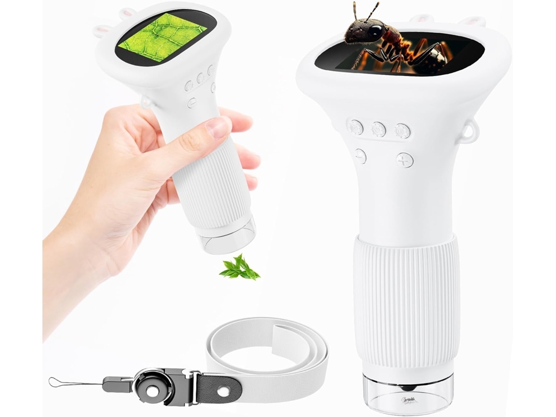 Microscopio Digital Portátil Infantil, Pantalla De 2 Pulgadas, Regalo Científico Para 3 A 12 Años Blanco Gusshious