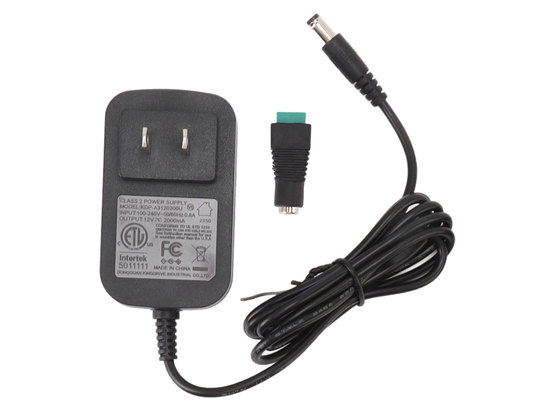Adaptador AC universal Bj para DC 12V 2A para fitas de LED, monitores e TVs, carregador de energia