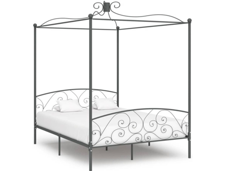 vidaXL Estructura de cama con dosel metal gris 160x200 cm