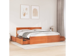 Cama Sin Colchón Madera Maciza De Pino Marrón Cera 180x200 Cm