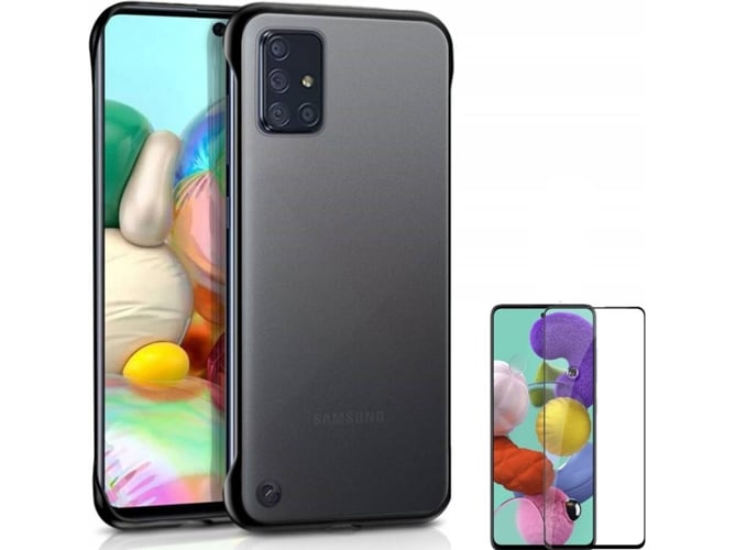 Kit Carcasa y Protector de Cristal 5D Full Cover Samsung Galaxy A51 Naked Gris