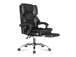 Sillón de oficina ergonómico RACINGREAT gran sillón de dirección en cuero PU con reposapiés Negro