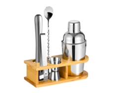 Juego de coctelería doméstica de acero inoxidable de 5 piezas con soporte de almacenamiento, utensilios de coctelería premium DIGITALLAB (350 ml)
