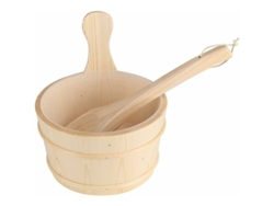 Juego De Cubo Y Taza De Madera Natural Para Sauna Y Spa - Accesorios De Baño - Regalo Ideal Para Familiares O Amigos.