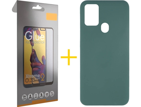 Funda y Protector de Vidrio Full 1x Samsung Galaxy A21s SKYHE Silicona Líquida Verde