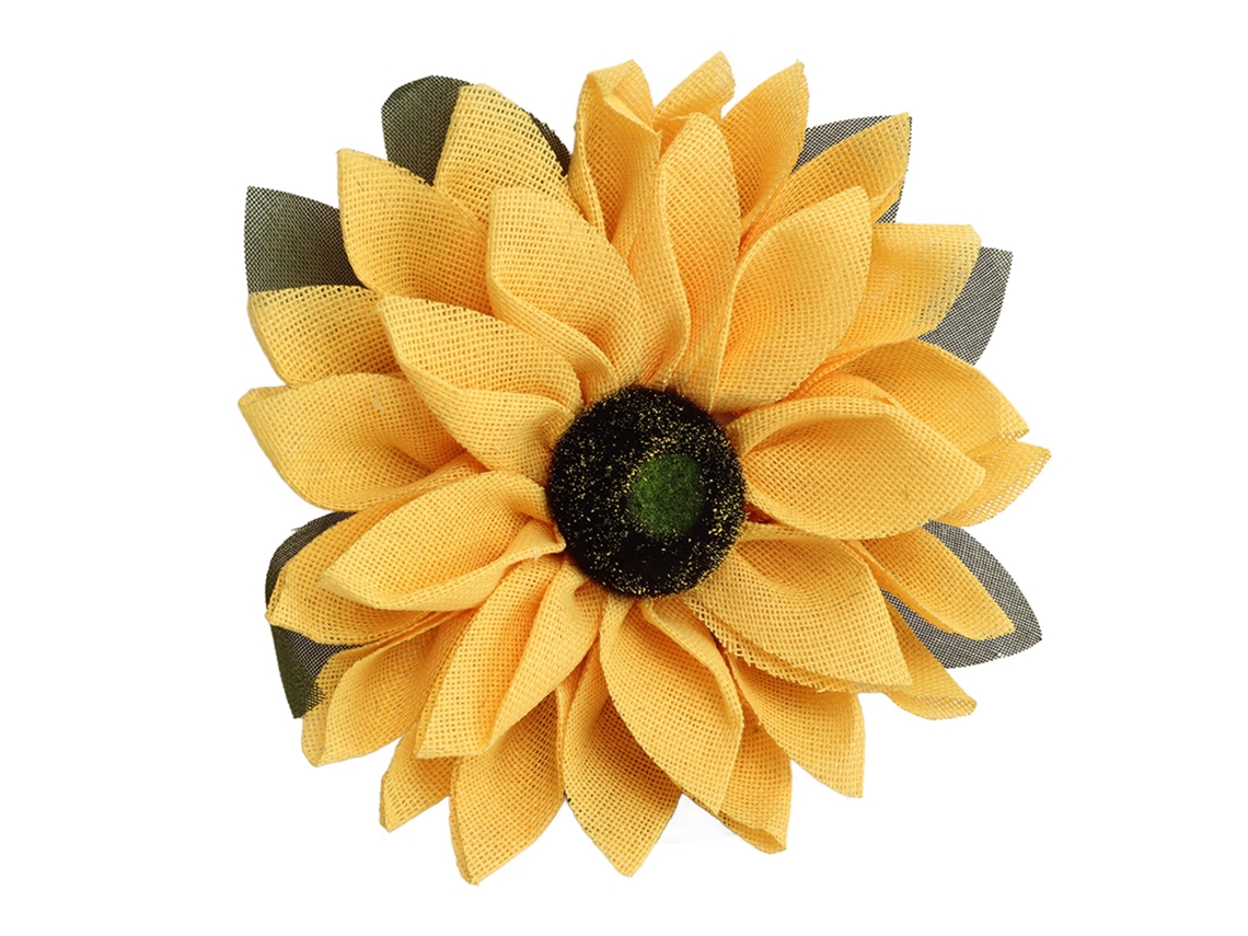 Corona de girasol artificial amarilla para puerta de 15,7 pulgadas