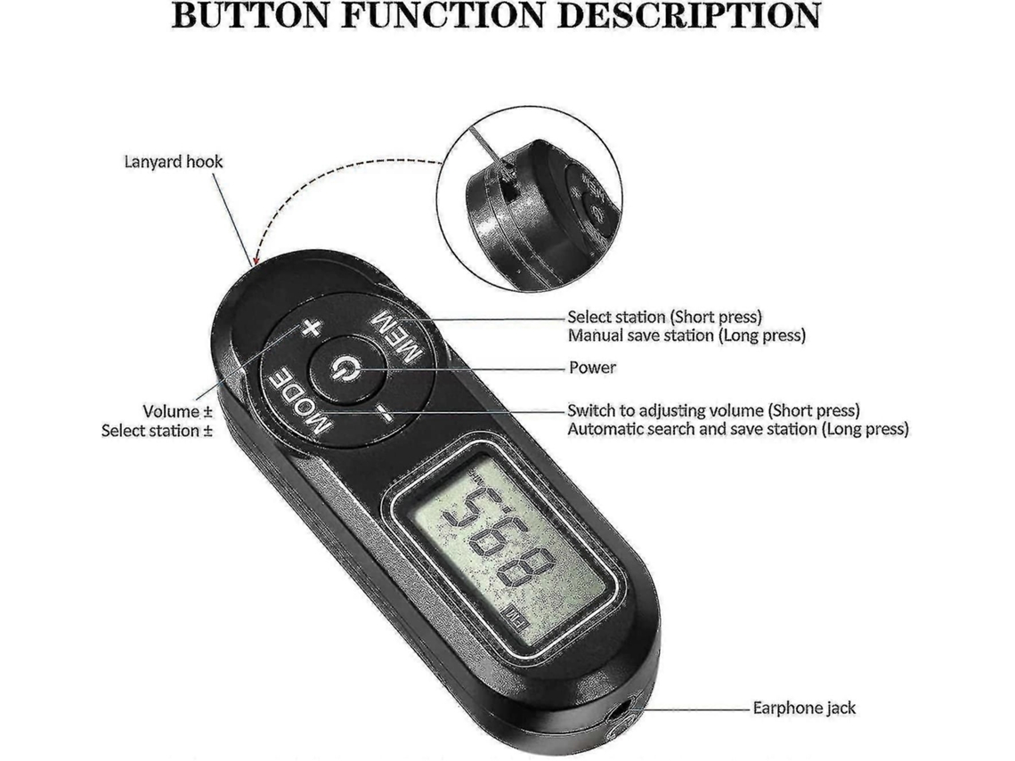 Rádio Fm Walkman Pessoal, Mini Sintonia Digital Rádio Portátil Com Fones De Ouvido Lcd Display, Rádio De Bolso Para Andar Jogging-dwdz