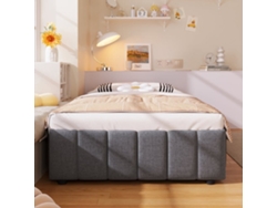 Cama Tapizada 90x200cm - Almacenaje Hidráulico, Sin Cabecero, Sin Colchón - Gris