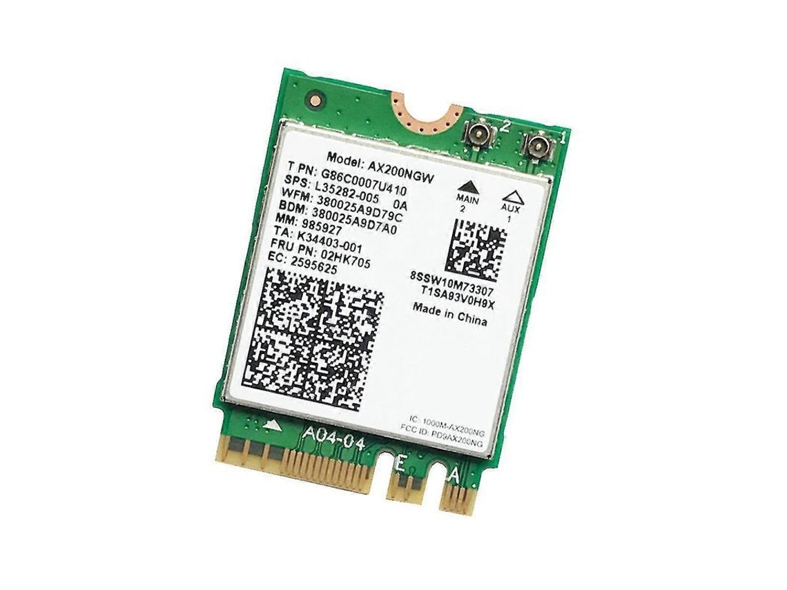 Tarjeta de red inalámbrica M.2 Ngff Ax200ngw Wi-Fi 6 Bluetooth 5.0 2.4G/5G 802.11ac/ax Verde para portátil