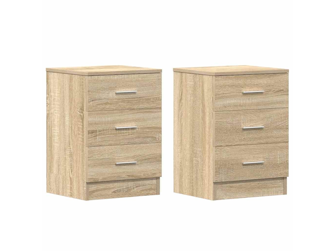 Juego de 2 mesitas de noche de madera Maison Exclusive, roble Sonoma