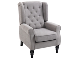 Sillón De Salón Con Reposabrazos Y Patas De Madera Butaca Carga 160 Kg Para Dormitorio Oficina Sala De Estar 74x86x102 Cm Gris