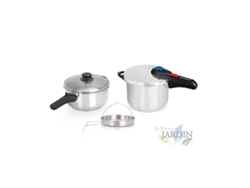 Olla Súper Rápida 46 Litros Ø 22Cm Incluye Tapa De Cristal Y Accesorios Para Cocinar Al Vapor Acero Inox 18/10 ORBEGOZO
