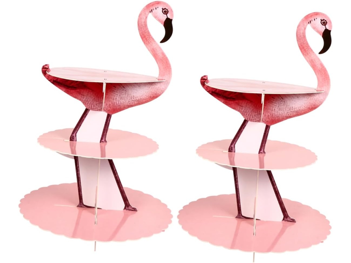 Soporte Para Cupcakes Con Diseño De Flamencos (2 Piezas)