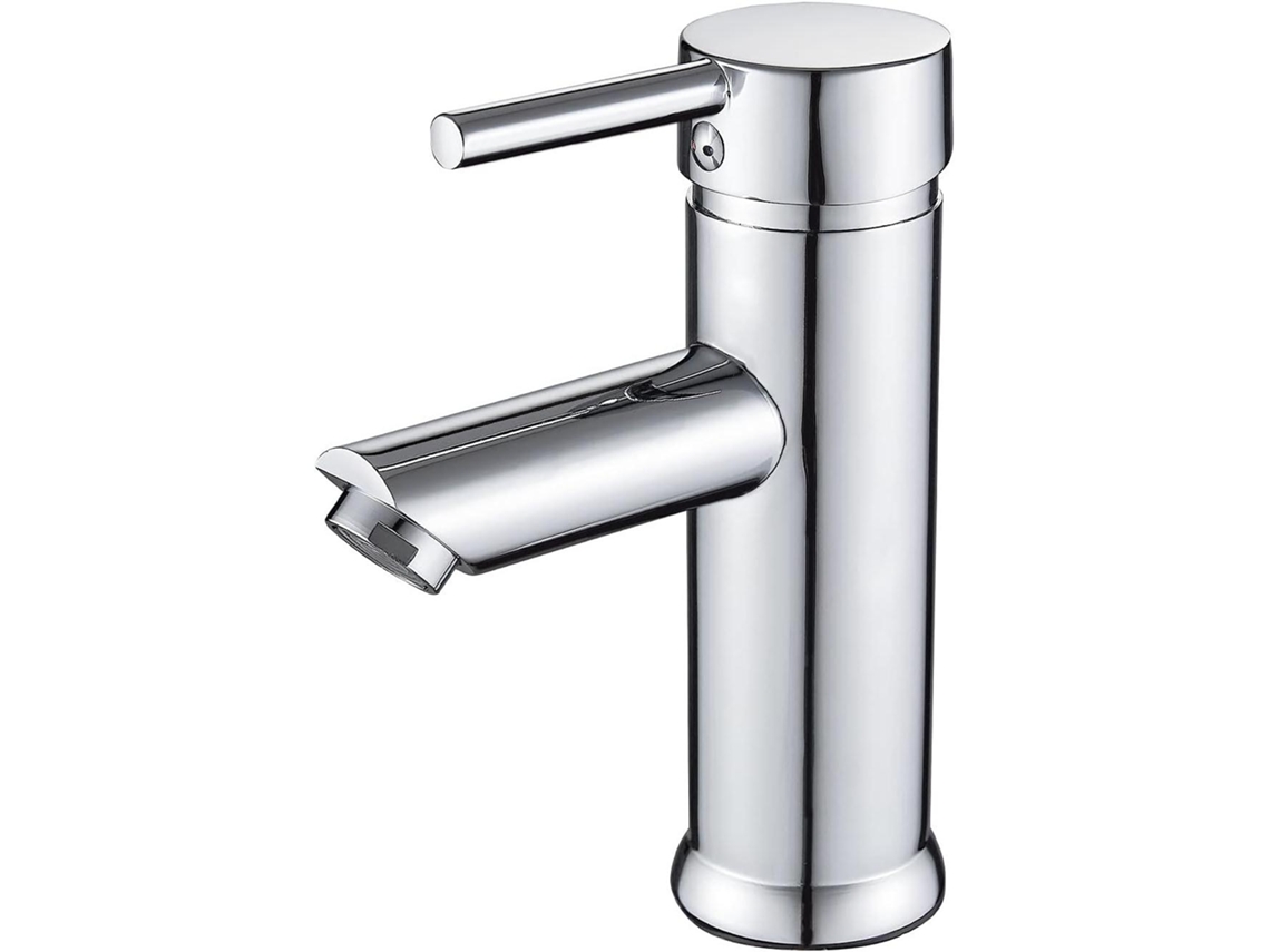 Grifo Monomando Para Lavabo De Baño De Latón Con Acabado Cromado Plisado