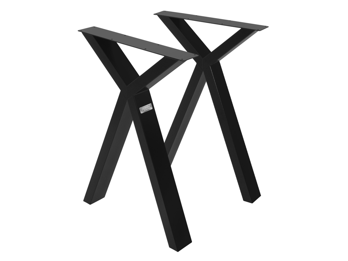 Set de 2 Patas de mesa industrial ML-Design 50 x AL 72 cm negro acero en forma de X