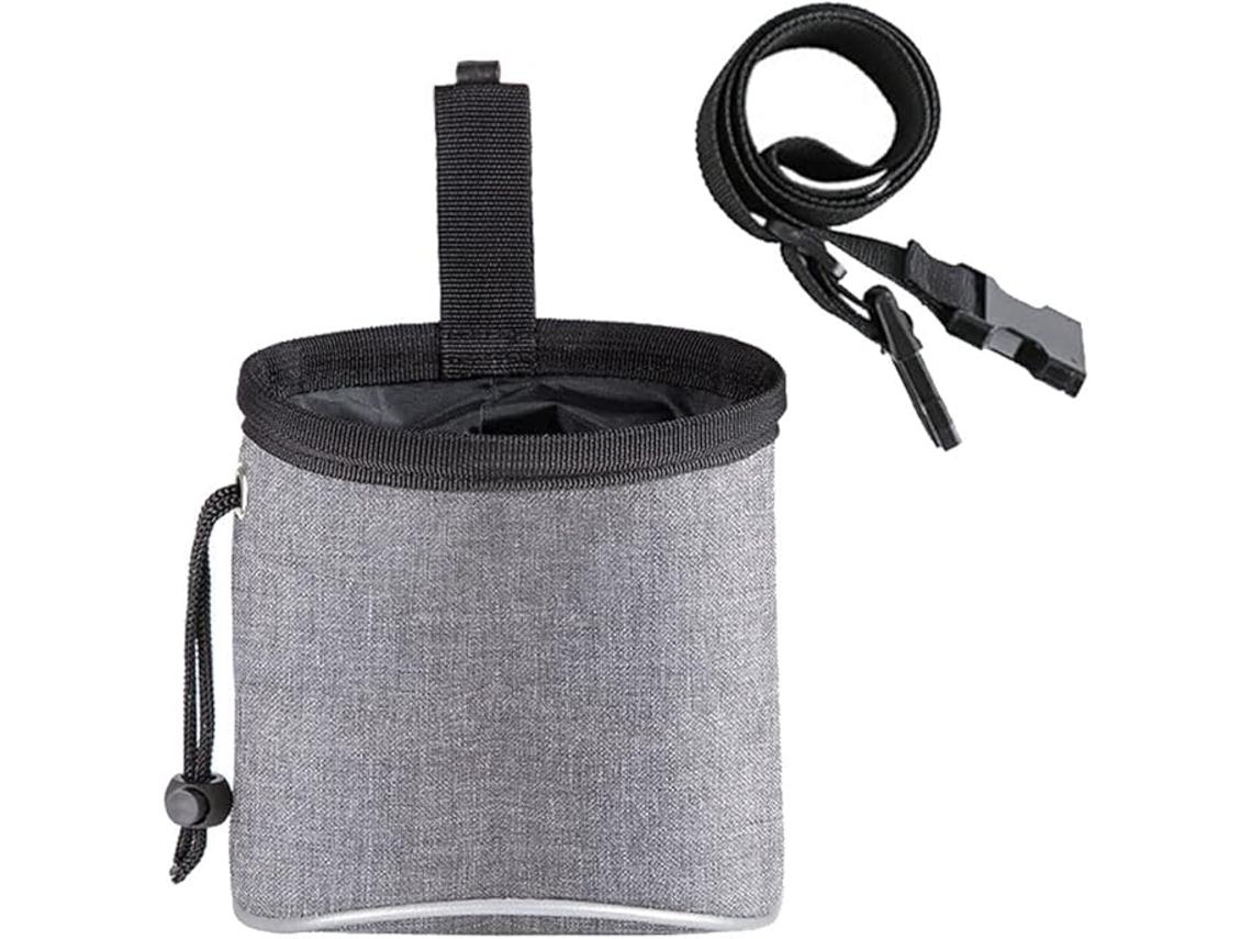 Bolsa De Entrenamiento Gris Con Dispensador, Bolsas Y Tiras Reflectantes, Correas Ajustables Para Perros.