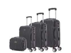 Juego de maletas ABS Rígida 4 pcs/Maleta Cabina 55cm/Maleta Mediana 68cm/Maleta Grande 78cm/Neceser 29cm RAYKONG