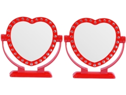 Juego De 2 Espejos De Maquillaje Retro De Plástico Para Mujer Con Iluminación, Estilo Vintage.