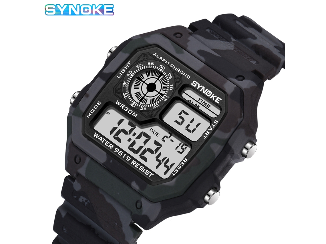 Reloj digital militar para uso en exteriores, reloj deportivo impermeable para hombre con función de luz multifuncional.