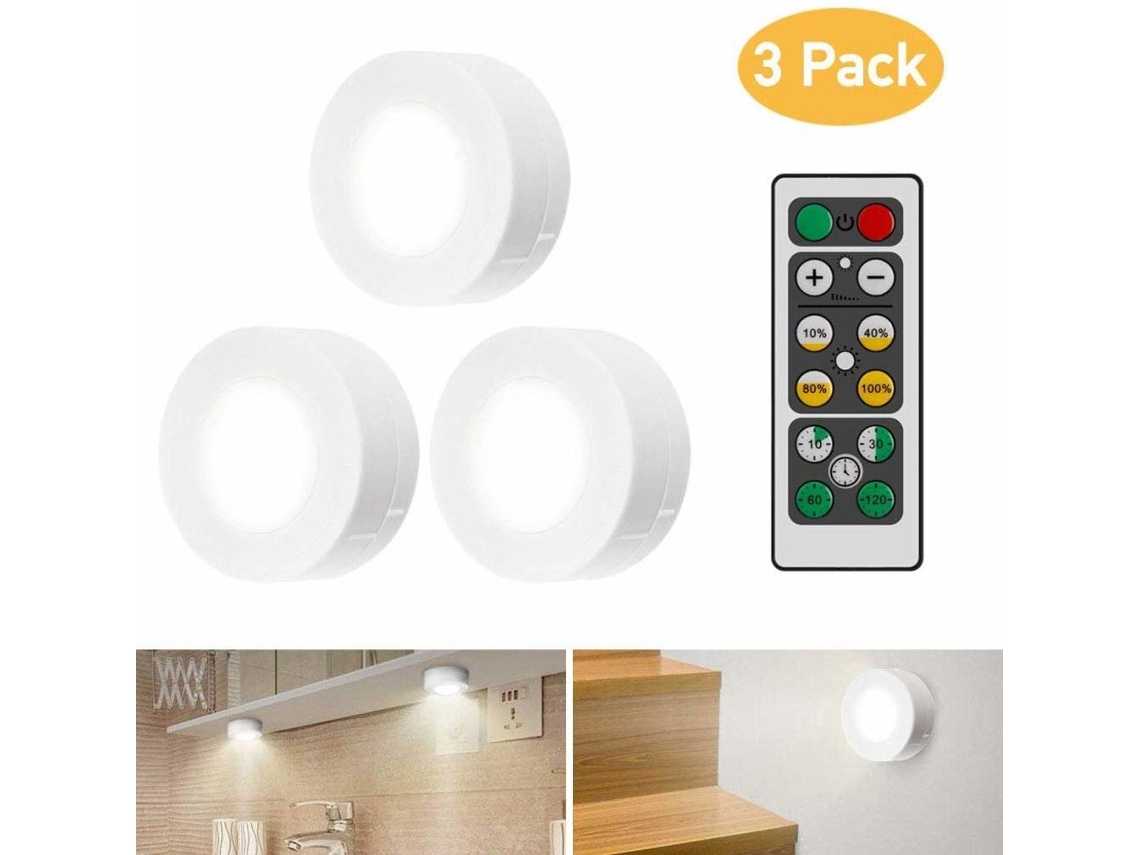 NEVEANCE Luz LED táctil a batería, luces de disco inalámbricas superbrillantes con control remoto y manual, fácil de instalar para dormitorio, baño y escaleras