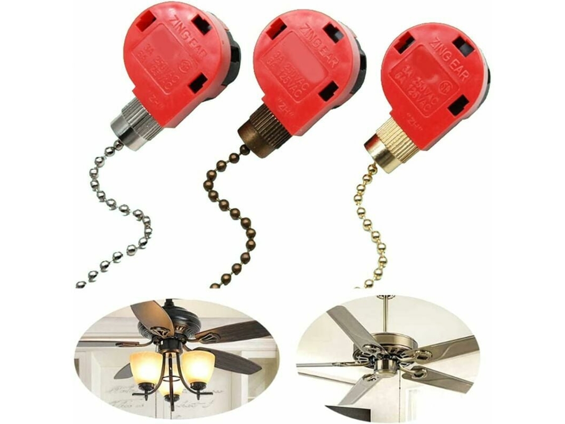 Interruptor de ventilador de techo de 3 velocidades y 4 cables Ze 268s1 con cadena reemplazable