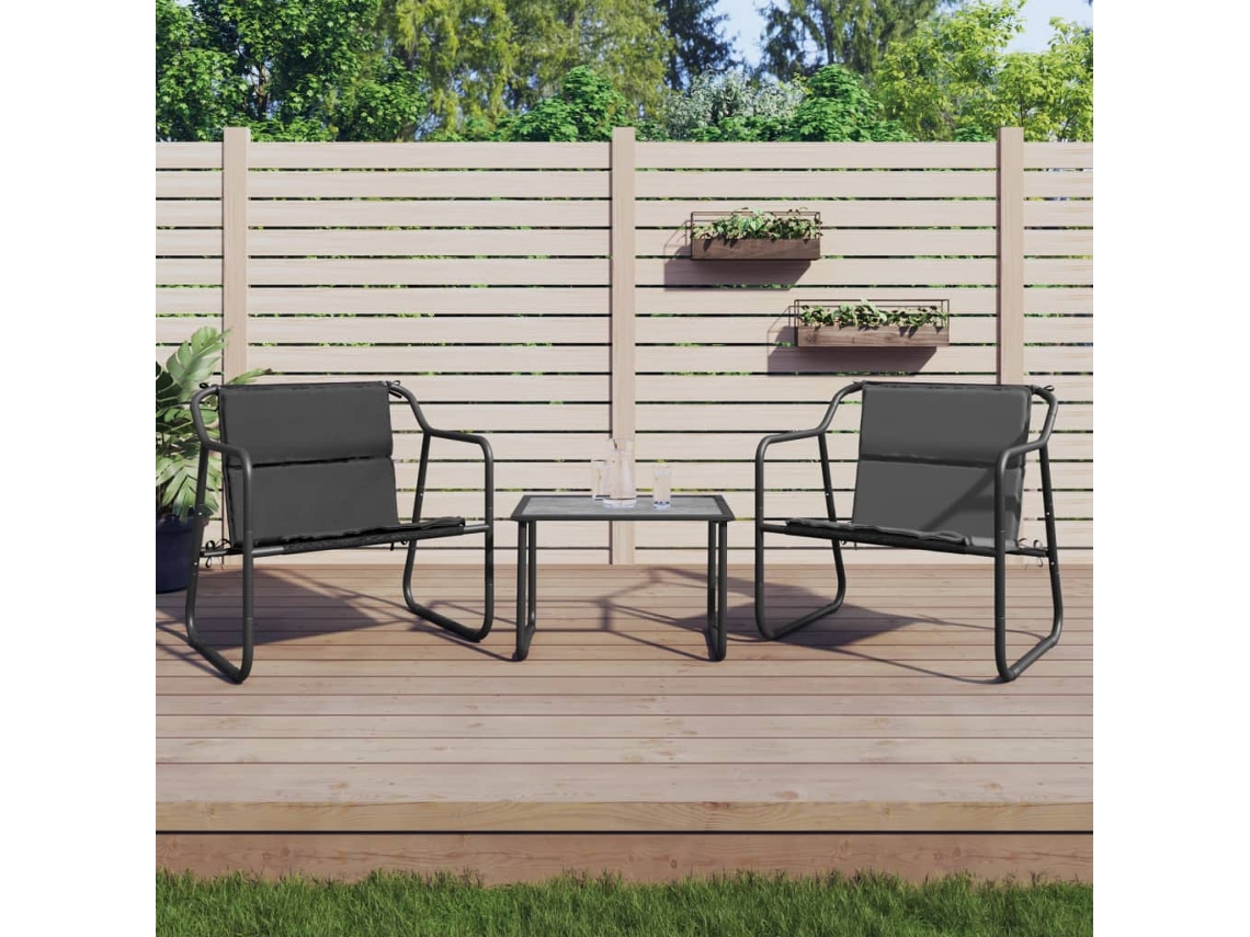 Conjunto de jardín de 3 piezas con cojines en acero antracita, Dkd Home Decor
