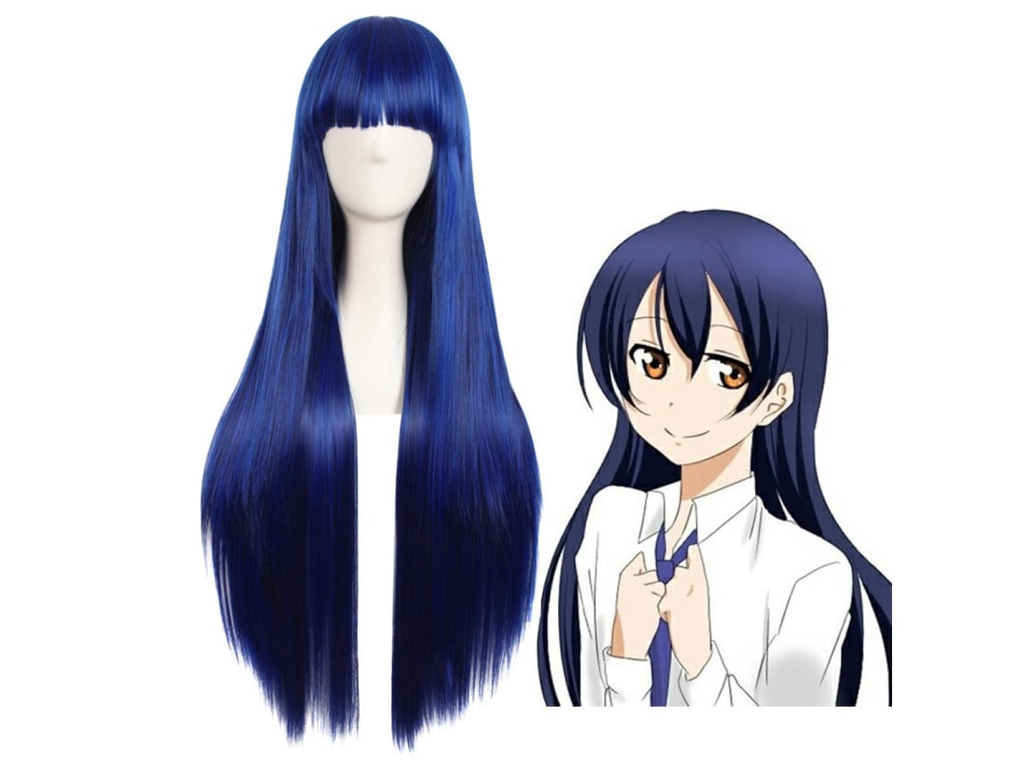 Peluca Larga Azul Con Flequillo De Minami Sonoda Love Live!, Ideal Para Fiestas, Convenciones Manga Y Eventos Temática Anime.