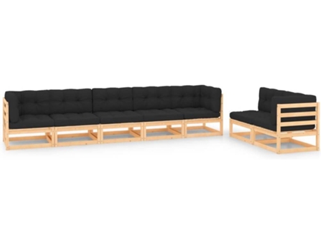 Conjunto 7 de muebles de jardín VIDAXL y cojines madera maciza pino