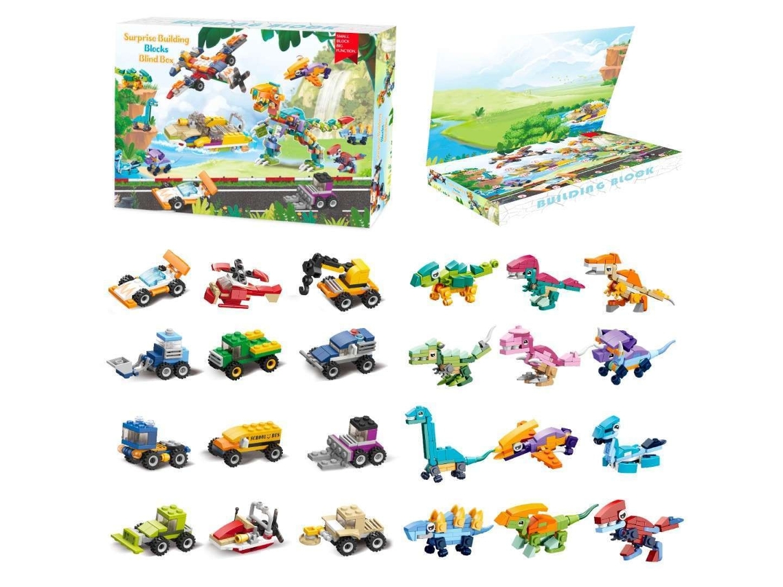 Calendario de Adviento de Coches de Juguete y Dinosaurios Calendario Navideño 2026 Multicolor Aeuzwr