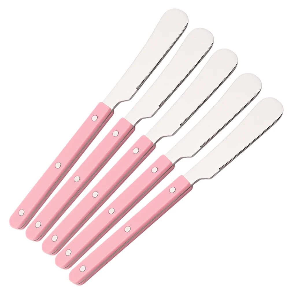 (rosa, 5 Piezas) Cortador De Mantequilla, Untador De Queso Y Mermelada De Acero Inoxidable, Utensilio Multifuncional