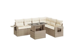 Conjunto 7 sofás de jardín VIDAXL y cojines ratán sintético beige