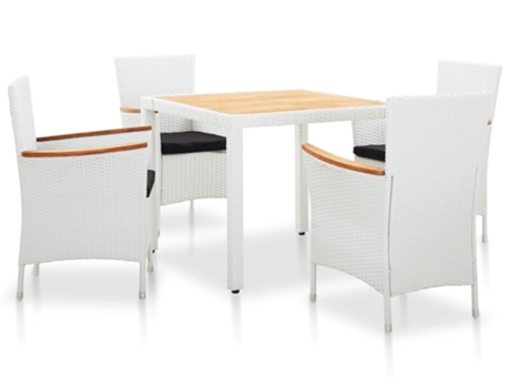 Conjunto 5 de comedor de jardín VIDAXL ratán sintético blanco