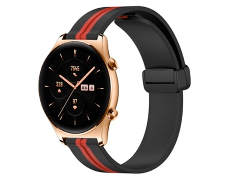 Correa de reloj inteligente para Honor Watch GS 3, correa de silicona de 22mm con cierre magnético plegable (negro + rojo)