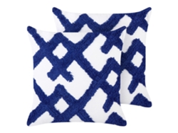 Cojines decorativos modernos BELIANI Hazel de Algodón Azul 45x45x4