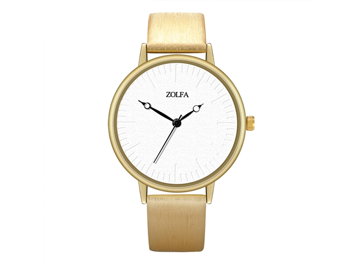 Reloj De Pulsera De Cuarzo Para Pareja Con Correa De Pu, Estilo Sencillo, Dorado.