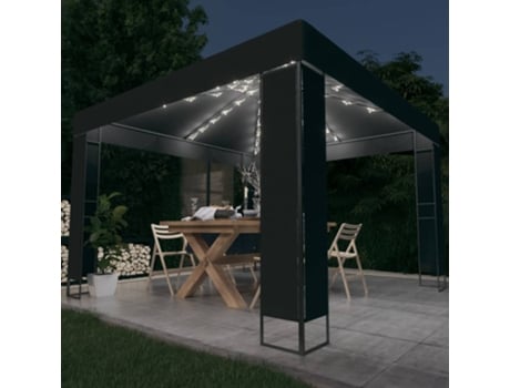 MAISON EXCLUSIVE Cenador con doble techo y tira de luces LED antracita 3x3 m