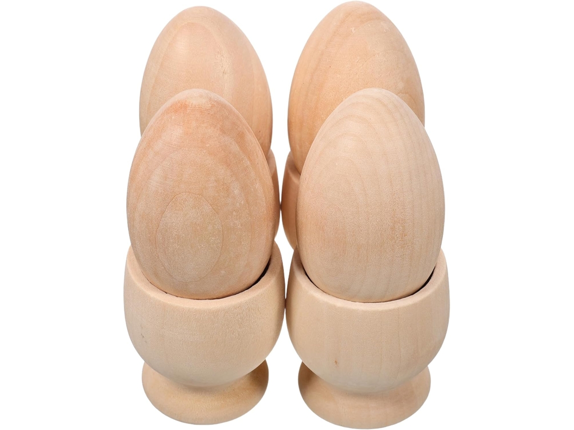 Juego De 4 Soportes De Madera Natural Para Huevos, Soportes Decorativos Para Huevos De Pascua.