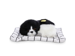 Peluche De Perro Simulado Con Sonido Suave, Regalo Para Niños, Blanco Y Negro.