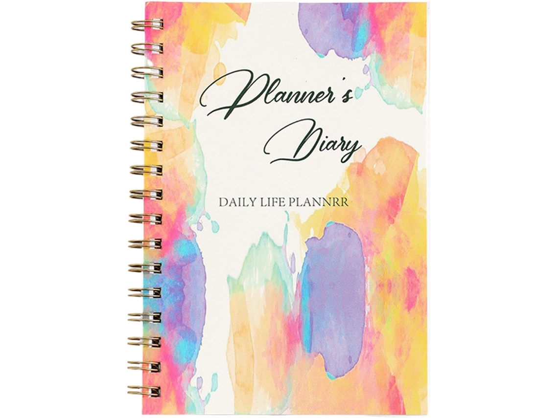 Agenda, cuaderno de estudio, planificador de tiempo con espiral, diario de viaje académico, colorido