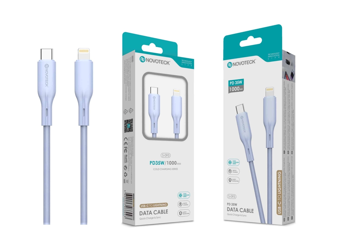 Cable de datos de PVC de carga rápida de 5 A, diseño macarrón morado, USB C a Lightning, 1 m
