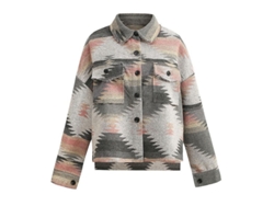 Chaqueta Rebe-camisa vintage estampada para mujer, manga larga, botones, cuello con solapa, corte holgado, talla XL, color rosa, ideal para el invierno.