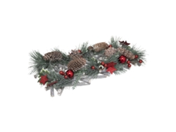 Centro de mesa nature 4 velas rojo 39x14cm - FEERIC LIGHTS & CHRISTMAS