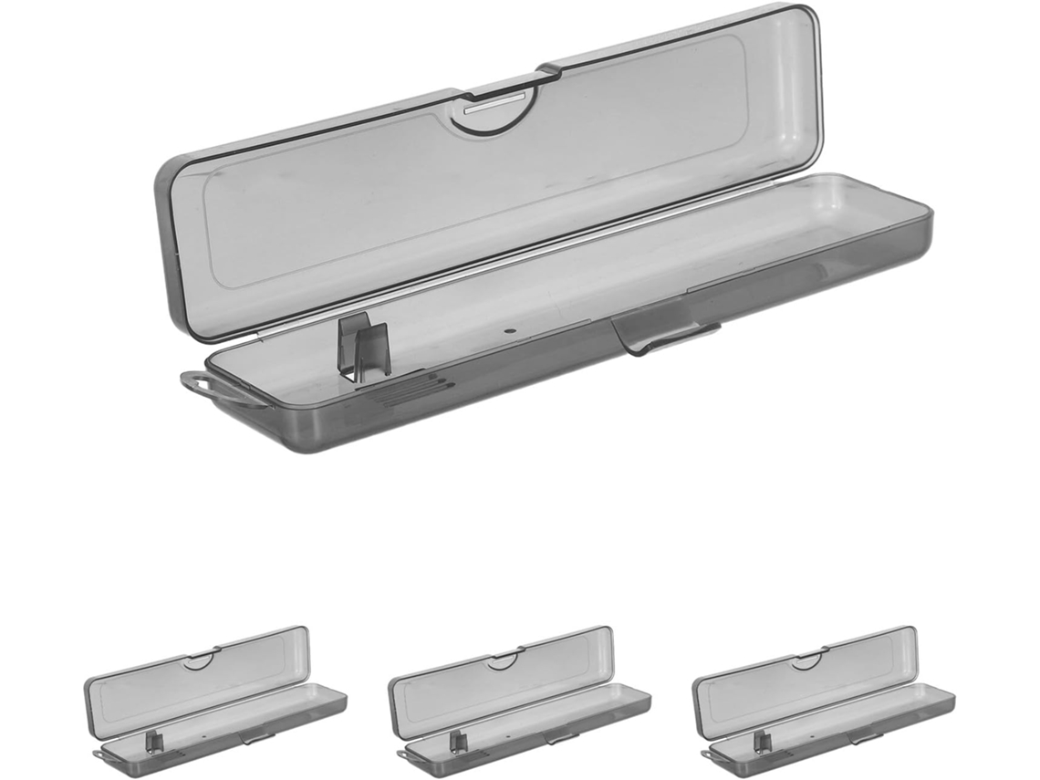 Estojo De Viagem Com 4 Peças Para Escovas De Dentes E Pasta De Dentes, Plástico Preto Transparente, Tamanho 21,8 X 4,4
