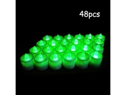 Rebe-velas Electrónicas Led Sin Llama Plásticas Luz Amarilla Para Exterior Fiesta Decoración 12/24/36/48 Piezas 48 Piezas Verdes