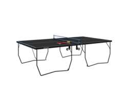 Mesa de ping-pong plegable, 8 ruedas, acero electrostático, MDF, 274 x 152,5 x 76 cm, negra.