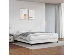 Estructura De Cama Sin Colchón Cuero Sintético Blanco 160x200cm
