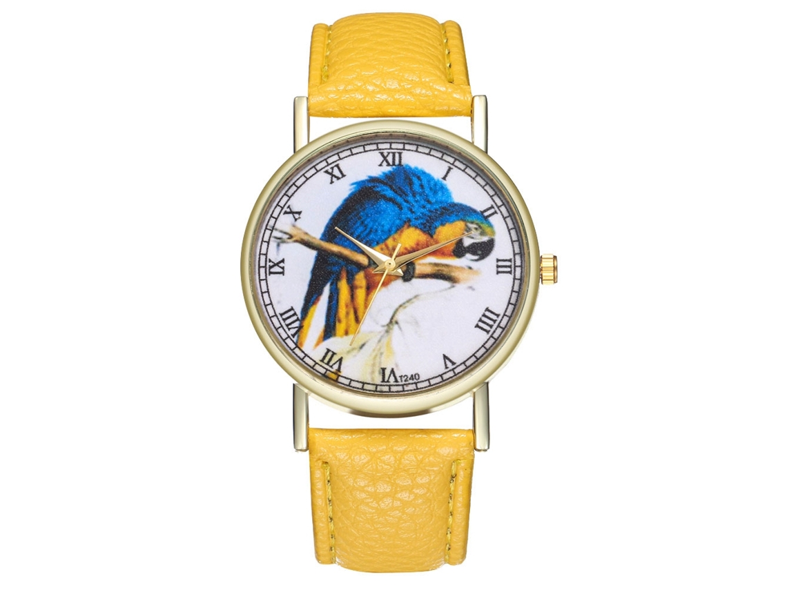 Reloj De Pareja Unisex Con Dial Redondo Correa De Pu Cuarzo Zhoulianfa Amarillo