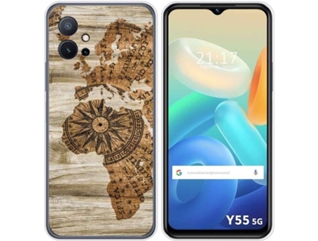Carcasa para Vivo Y55 5G TUMUNDOSMARTPHONE Dibujos Madera 07 Multicolor