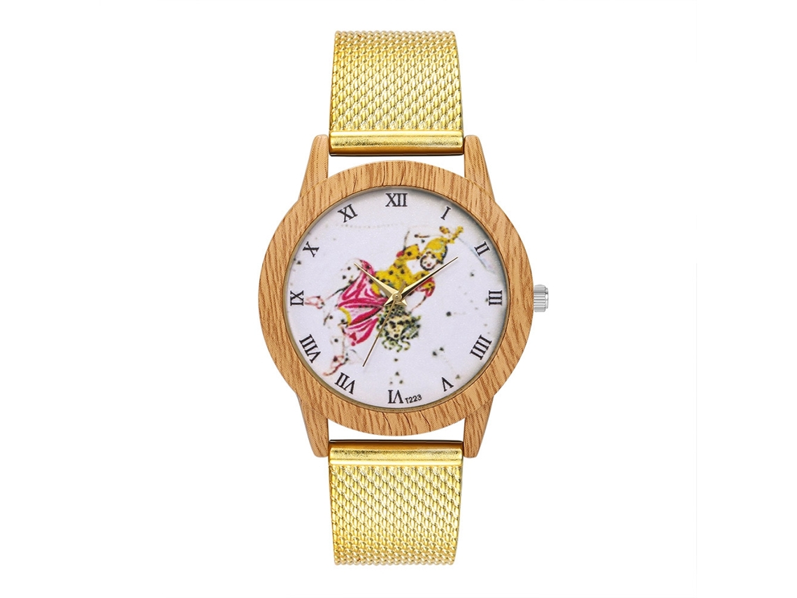 Reloj De Pulsera Unisex De Cuarzo Con Correa De Malla Moderna (dorado)
